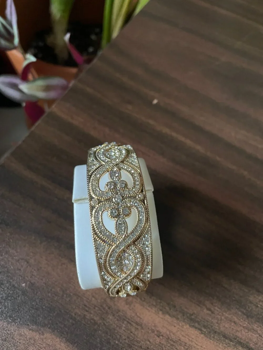 Isaac Mizrahi Live Gold-Tone Crystal Bangle Watch